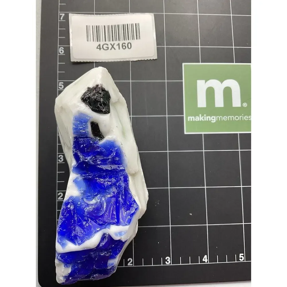 White Milk Cobalt Infused Art Glass Cullet Glowing Manganese‎ Slag Glass #4GX160